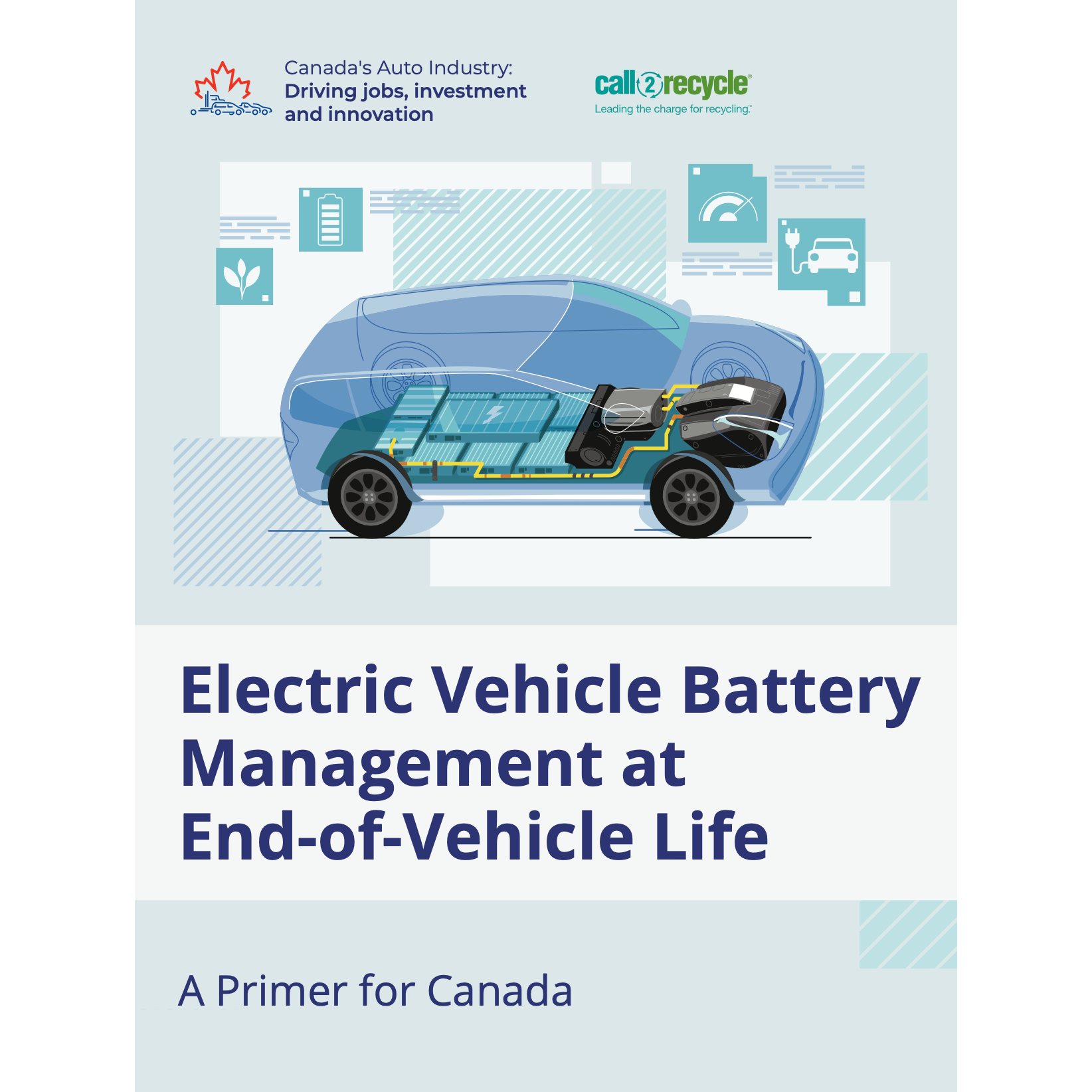 infograph of canada's auto industry and electric vehicle battery management for end-of-life vehicles